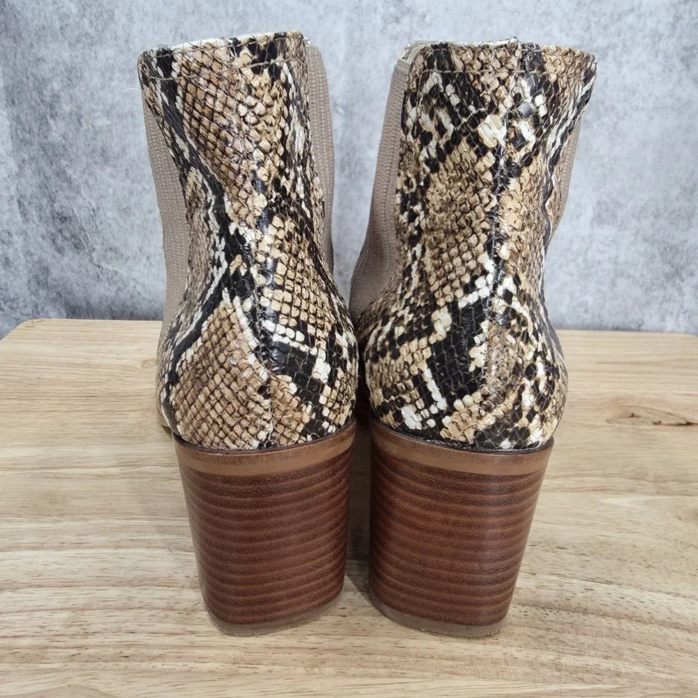 Vince Camuto Chelsea Boots Womens 9 M Jentilliy Brown Snake Leather Ankle Bootie